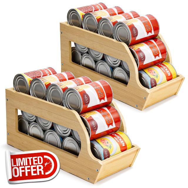 Yumkfoi Bamboo Can Organizers and Storage for Pantry