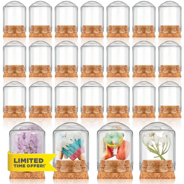Barydat 50 Pcs 15ml Bell Cloche Dome Display Glass Jar with Cork 1.18 x 1.57'' Mini Glass Bottles Mini Terrarium Glass Decoration Case Storage Jar Container for Home Party Wedding Flower DIY Gift
