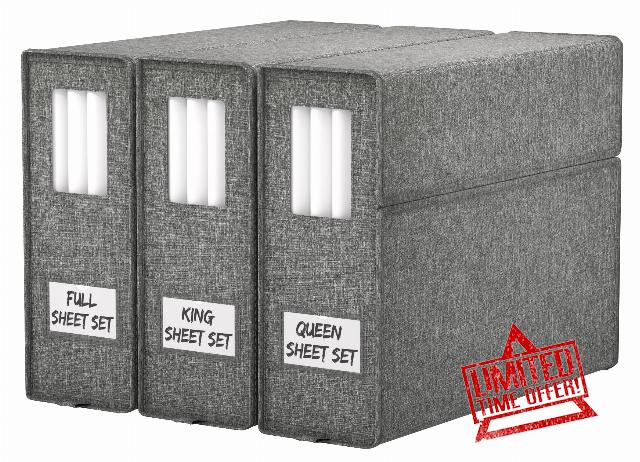 Furnhome Upgraded SheetCube Foldable Bed Sheet Set Organizer 3 Pack (Suitable for All Size)