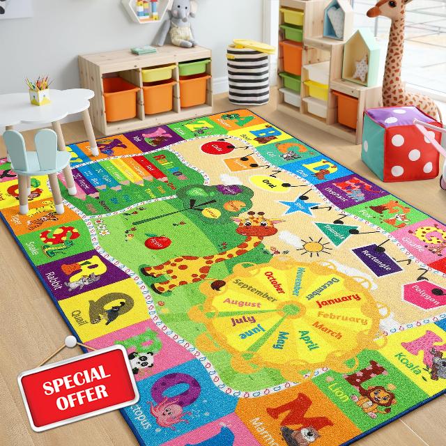 Chicrug Educational 4x6 Kids Area Rug for Playroom