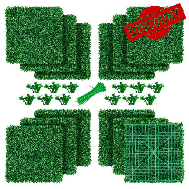 20"x 20" Boxwood Panels Decorative Fences Privacy Hedge Screen Greenery Wall Grass Panels for Outdoor