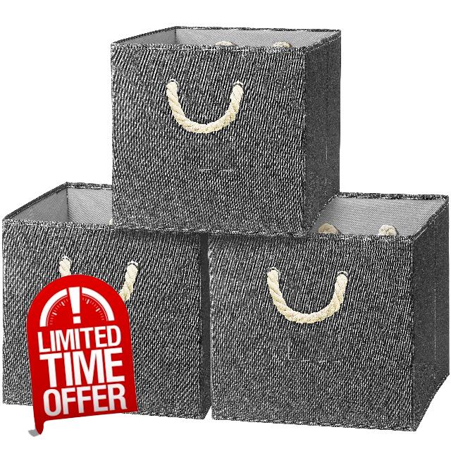 Simple Houseware 13" Cube Storage Bin With Braided Rope Handles
