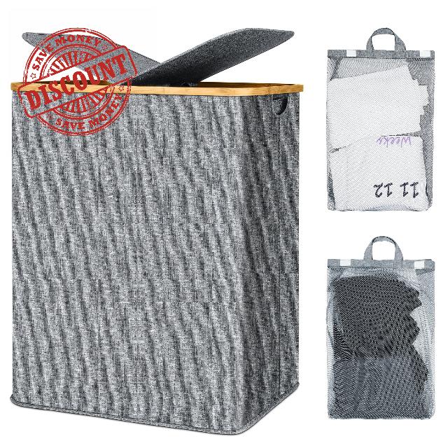 Double Laundry Basket with Lid