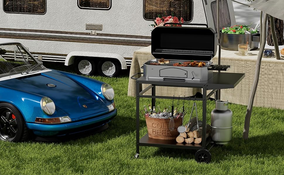 outdoor grill table with storage