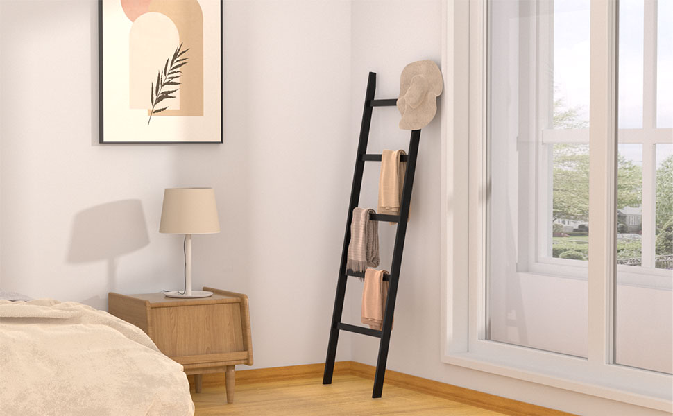 ladder shelf in bedroom