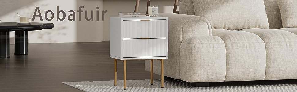 nightstand white and gold