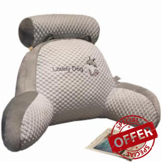 Reading Pillow Backrest Pillow with Detachable Neck Roll & Arms for Sitting in Bed Pillow Back Support Lumbar Cushion College Dorm Pillow Late Night Study Comfort Pillow (Cute Husky)