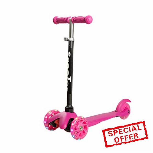 Scooters for Kids - Toddler Scooter for Kids 3-5 Adjustable Height - Toddlers Training Three Wheeled Kid Ride on Toys Best for Little Boys & Girls- Kids Three Wheel Scooter with Light Up LED Wheels