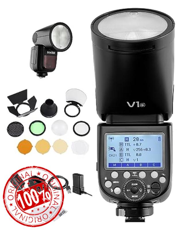 Godox V1 V1-S Round Head Camera Flash with Godox AK-R1 Accessories Kit