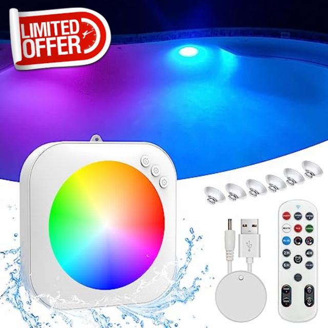Ciavca Rechargeable Submersible Pool Lights with Remote