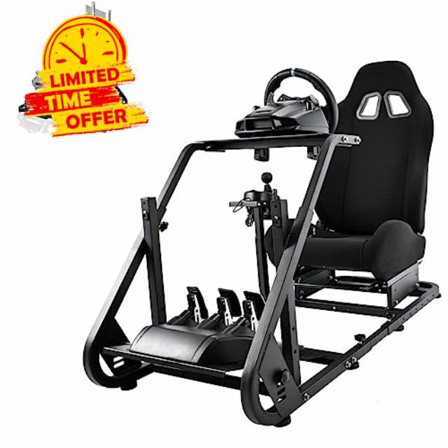 Racing Simulator Cockpit with Black Seat