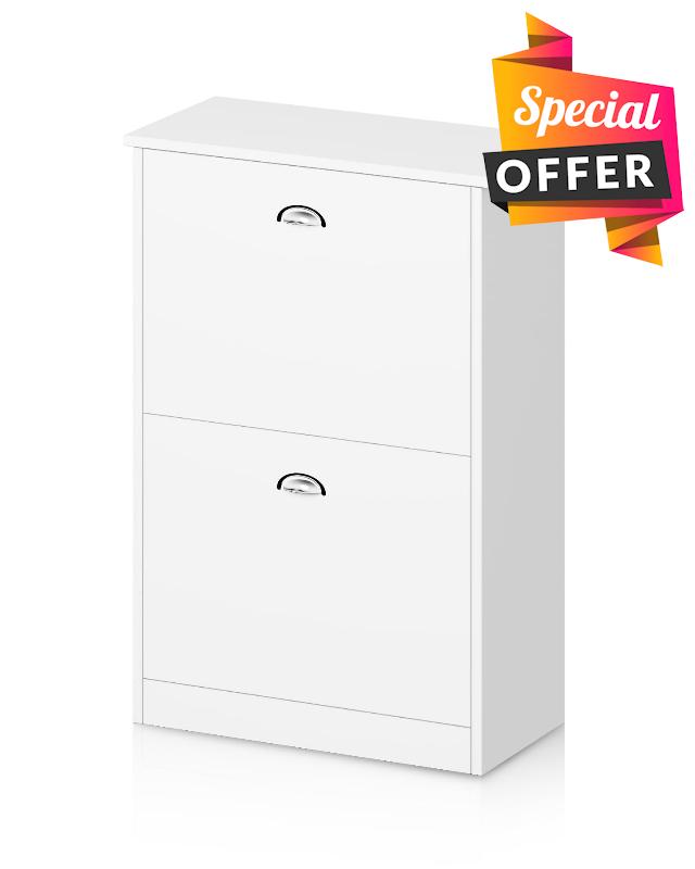 MIRROTOWEL 2 Drawers Shoe Cabinet Shoe Rack Shoe Storage Cupboard Organizer Unit