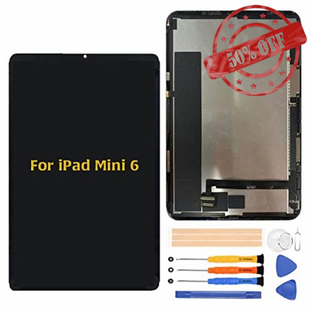 A-MIND for iPad Mini 6 2021 Screen Replacement A2568 LCD Display Touch Digitizer Full Assembly with Repair Tool Kits(Black)