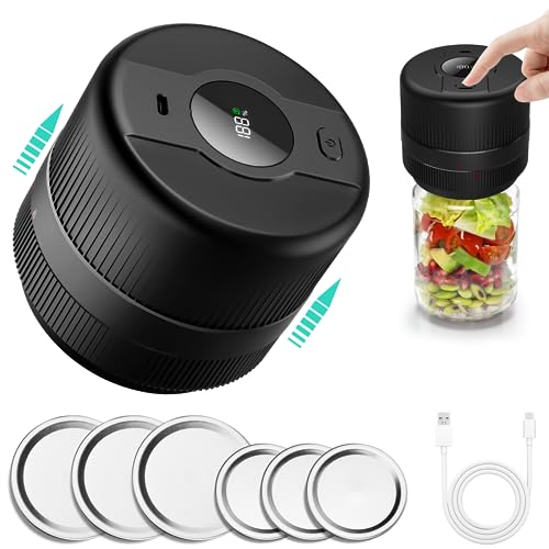 Cordless Vacuum Sealer Fits Wide Mouth and Regular Mouth Mason Jar for Food Vacuum Storage and Fermentation