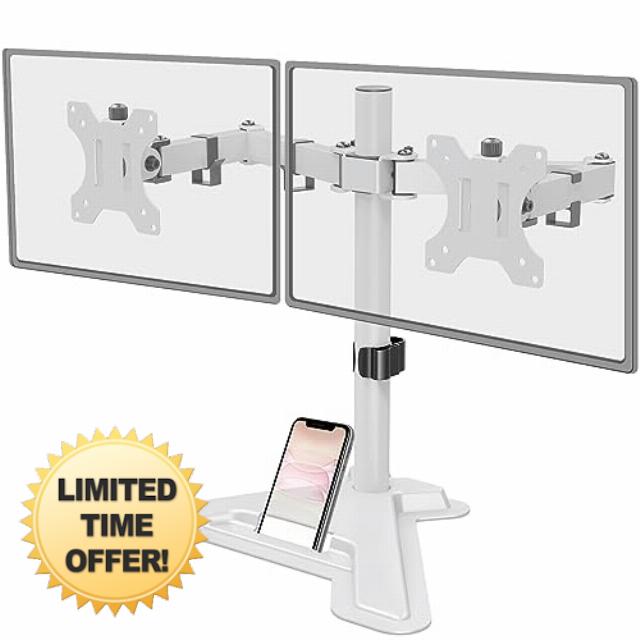 MOUNT PRO Dual Monitor Stand - Free Standing Full Motion Monitor Desk Mount Fits 2 Screens up to 27 inches
