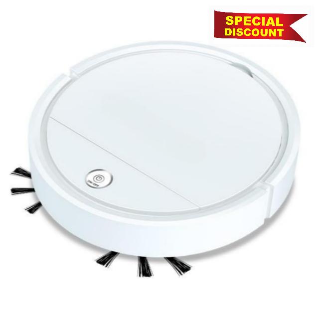 Automatic Robot Vacuum Cleaner - Rechargeable Household Robot Vacuum Cleaner Smart Sweeping Mopping Robot Easy Operation Robotic Vacuums Floor Cleaning Machine-White