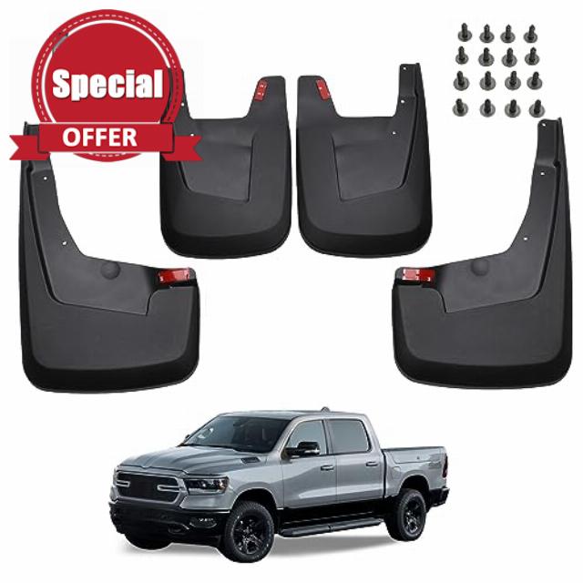 Kinwrdsn Mud Guard Mud Flaps Guards Splash All Weather Guard Mud for Dodge Ram 2019-2023 Ram 1500 Mudguards Mudflaps Guards Front & Rear Set of 4