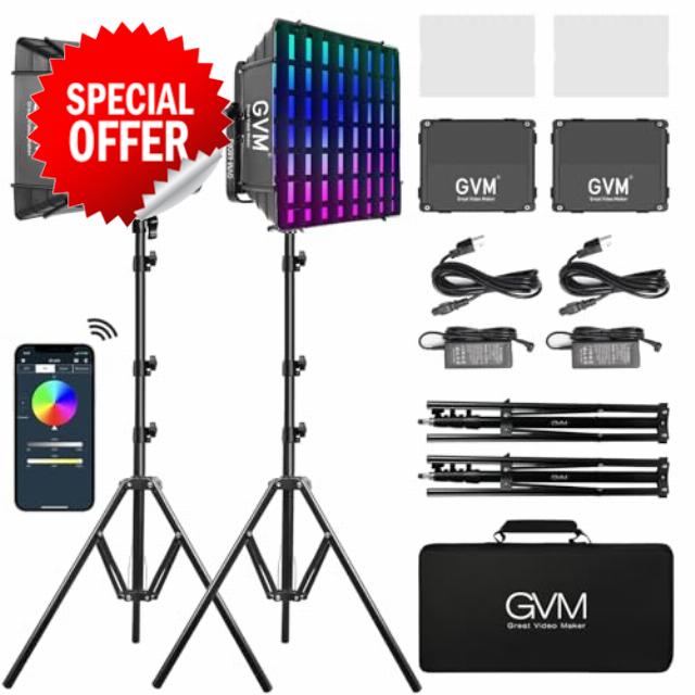 GVM RGB Photography Lighting Kits with 2 Softboxes