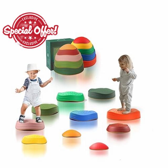 makarci Balance Stepping Stones for Kids (10pcs)|Kids Stepping Stones|Toddler Stepping Stones|Stepping Stones for Toddlers 1-3|Balance Stepping Stones Kids| Sensory Stepping Stones|Kids Stepping Stone