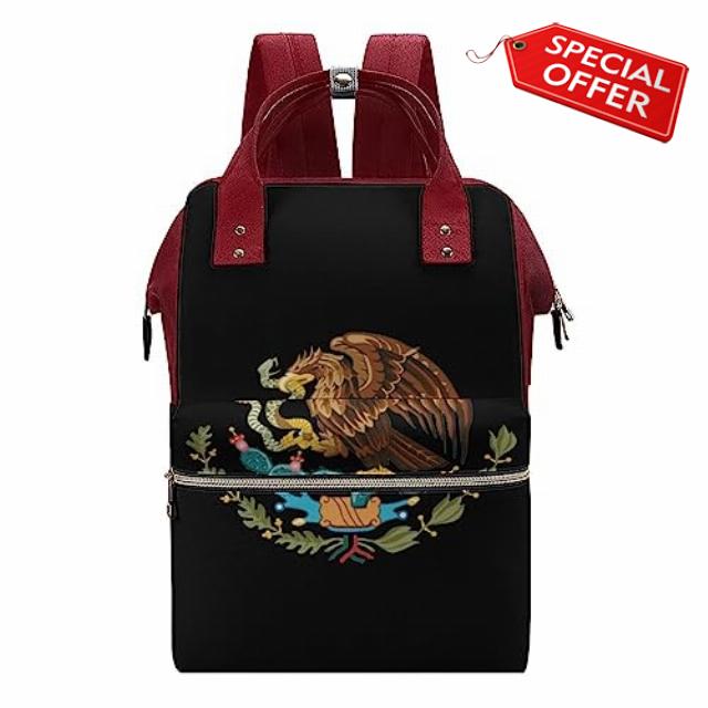 Mexico Flag Diaper Bag Portable Backpack Mommy Bag Travel Shoulder Daypack for Outdoor Working Beach