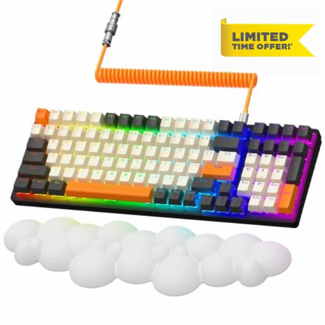 ATTACK SHARK Wireless Bluetooth/USB Wired Gaming Mechanical Keyboard Compact 100 Keys RGB Backlit