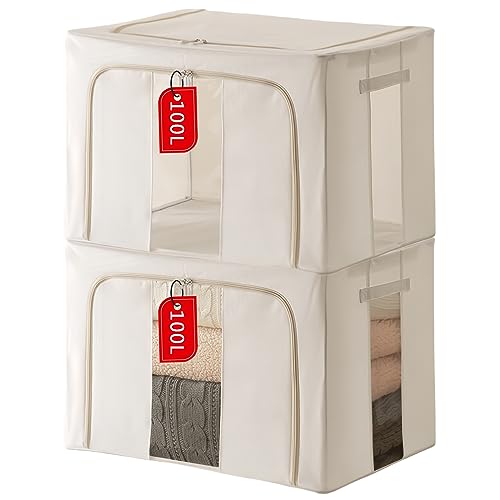 2Pack Clothing Storage Bins with Metal Frame
