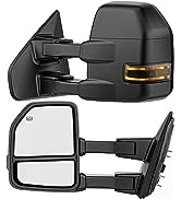 Smoked Power Heated Tow Mirrors Compatible with 2009-2018 Dodge Ram 1500, 2010-2018 2500 3500, Fl...