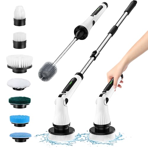 Leebein Cordless Cleaning Brush with 8 Replaceable Brush Heads