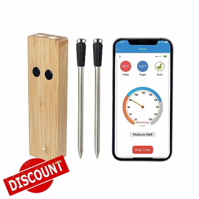 Smart Wireless Meat Thermometer with Two Thinner Probe