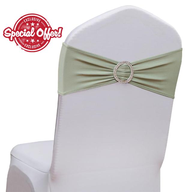 JFDYDM 50 Pack Stretch Spandex Sage Green Chair Sashes for Folding Chairs
