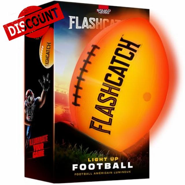 Light Up Football - Glow in the Dark Foot Ball - NO 6 - Outdoor Sports Birthday Gifts for Boys 8-15+ Year Old - Kids