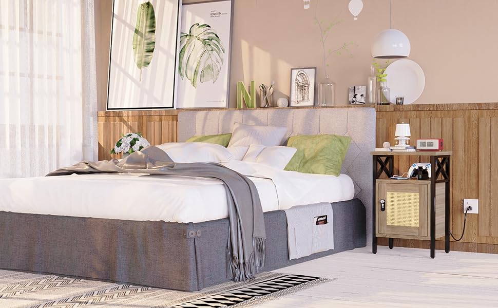 rattan nightstand with Combination Lock
