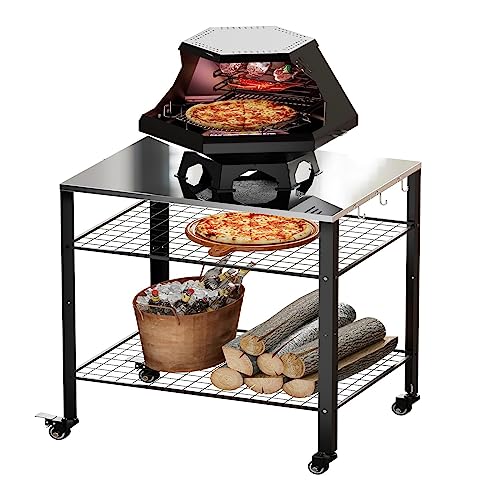 Pizza Oven Stand Trolley Table with Wheels