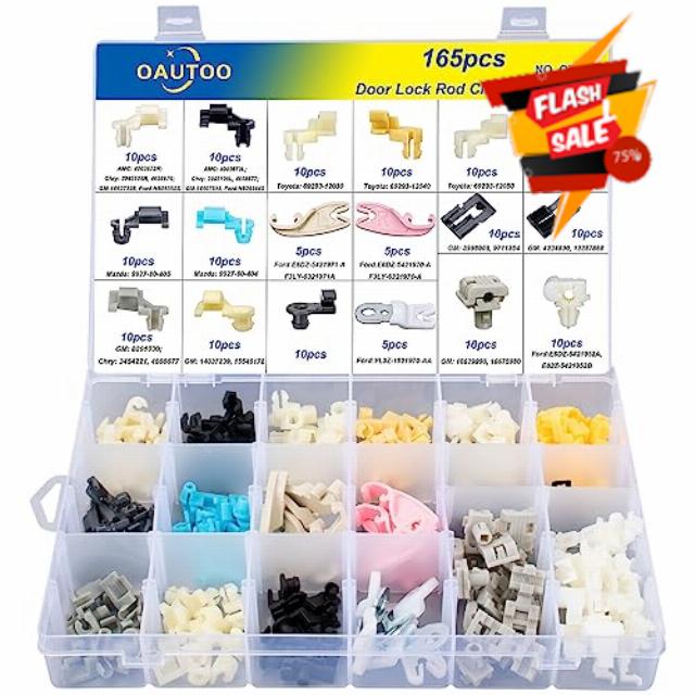 OAUTOO 165pcs Door Lock Rod Clips Assortment for GM Ford Chrysler Toyota Mazda