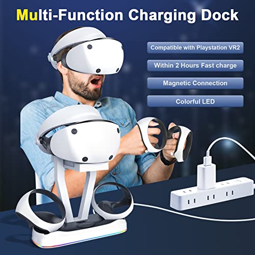 Charger Dock for PS5 VR2 Sense Controllers with LED RGB Light & Magnetic Interface