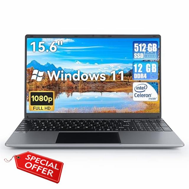 AMIAMO 15.6" Laptop - 12GB DDR4