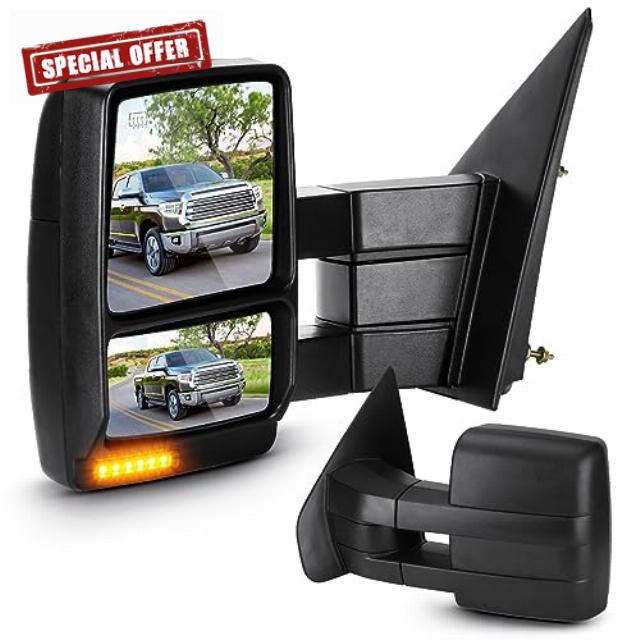 Towing Mirrors for Ford F-150 2004 2005 2006 Power Heated with Turn Signal Manual Folding Telescoping (1 Pair)