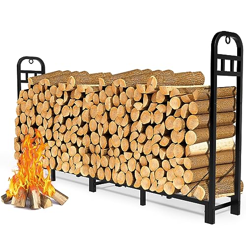 Fire Wood Holder Metal Lumber Storage Carrier Firewood Log Rack Stand Stacker for Patio Porch Black