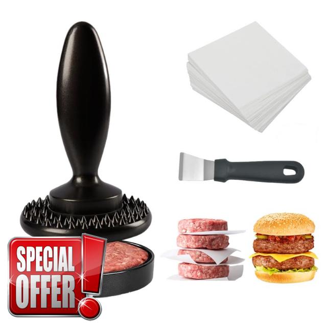 Holocky Burger Press Hamburger Press Patty Maker None Stick Burger Press Hamburger Patty Maker Meat Tenderizer with 100Pcs Patty Paper for Outdoor Grill BBQ