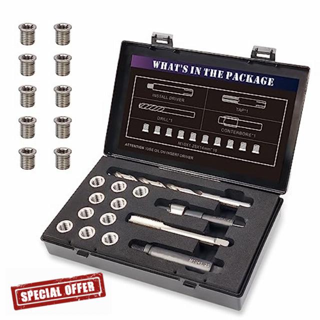 SENNMONN M10X1.25 Thread Repair Kit with 14mm Insert HSS Drill