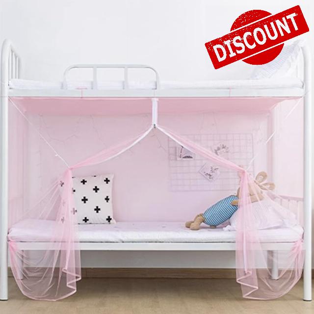 Obokidly Bottom Bunk Bed Mosquito Net Curtains Breathable Dustproof Single Bed Bed Canopy Tent Curtain Drapes for Twin/Twin XL Dorm Home College (Pink-Zipper Door
