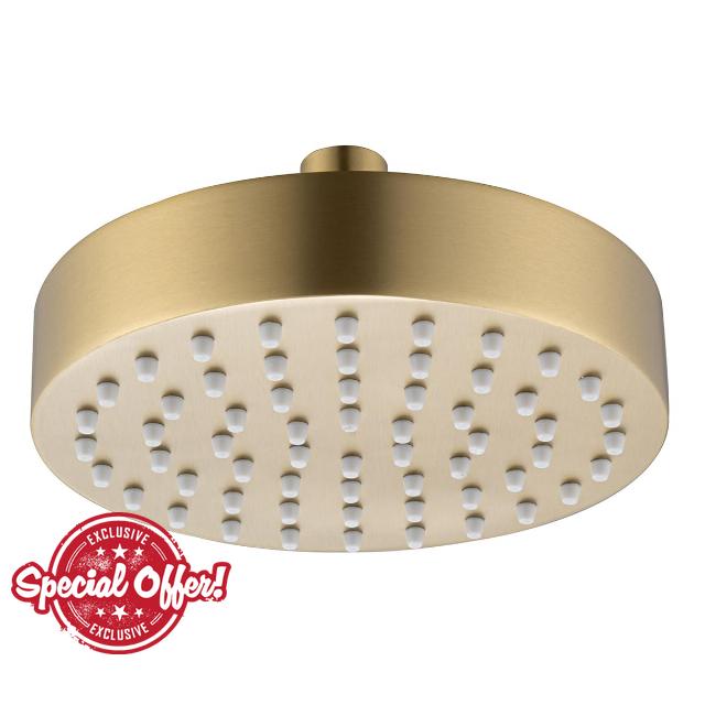 RANDOM 6 Inch Brushed Gold Shower Head High Pressure Magic Rain With 360 Adjustable Swivel Ball Joint with Filter