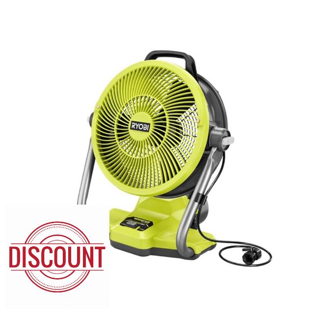 RYOBI ONE+ 18V Cordless Hybrid WHISPER SERIES 12 in. Misting Air Cannon Fan (Tool Only)
