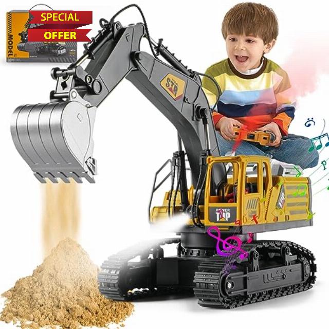Remote Control Excavator Toys for Boys- Construction Toy Engineering Digger Truck