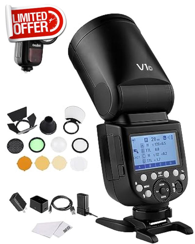 Godox V1 V1-C Round Head Camera Flash with Godox AK-R1 Accessories Kit