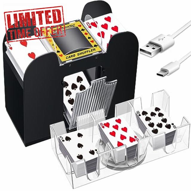 Aoriher Electric Automatic Card Shuffler with Revolving Canasta Playing Card Tray Set