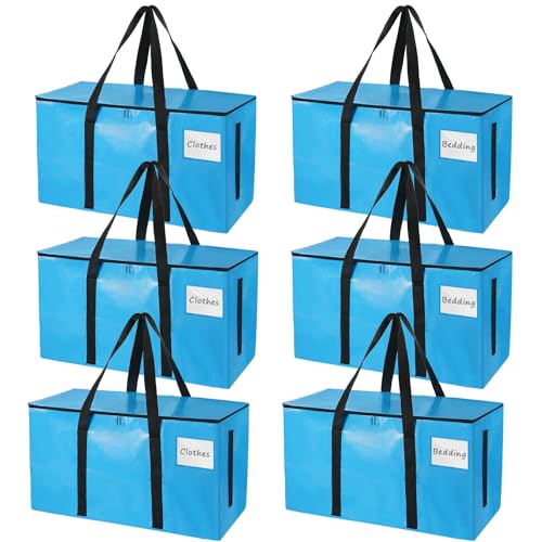 6 Pack Blue Storage Tote Bags for Moving