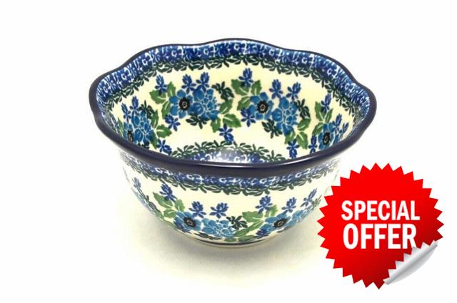 Polish Pottery Bowl - Wavy Edge - Wild Indigo