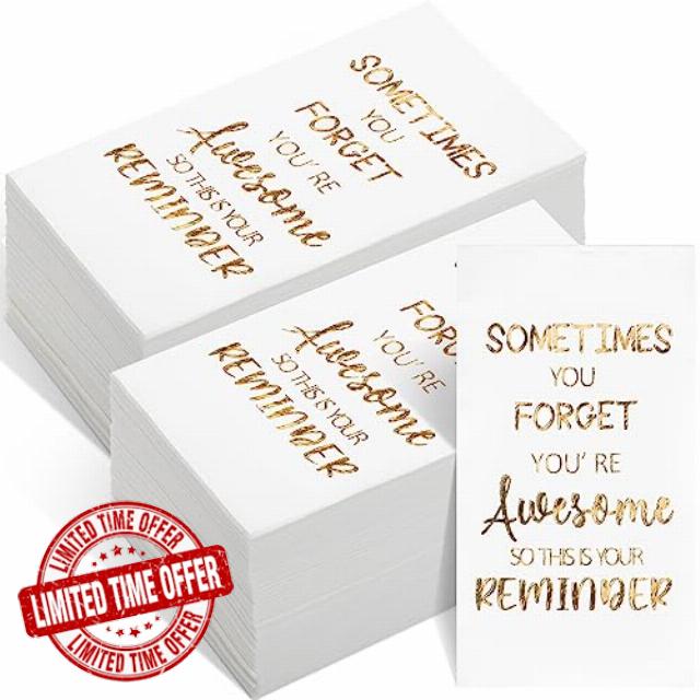 Lincia 200 Pcs Thank You Gifts Napkins Inspirational Gifts for Women Men Coworker Elegant Metallic Foil Beverage Napkins Funny Cocktail Napkins for Wedding Birthday Anniversary Party Gift Supplies