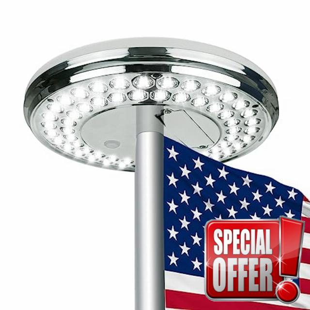 RAYSLIT Flagpole Light Solar Powered 60 Brightest LED American Flag Light Outdoor Dusk to Dawn Waterproof Solar Flag Pole Light Top Mount Fits 15-25ft Outside House In-Ground Flag Poles
